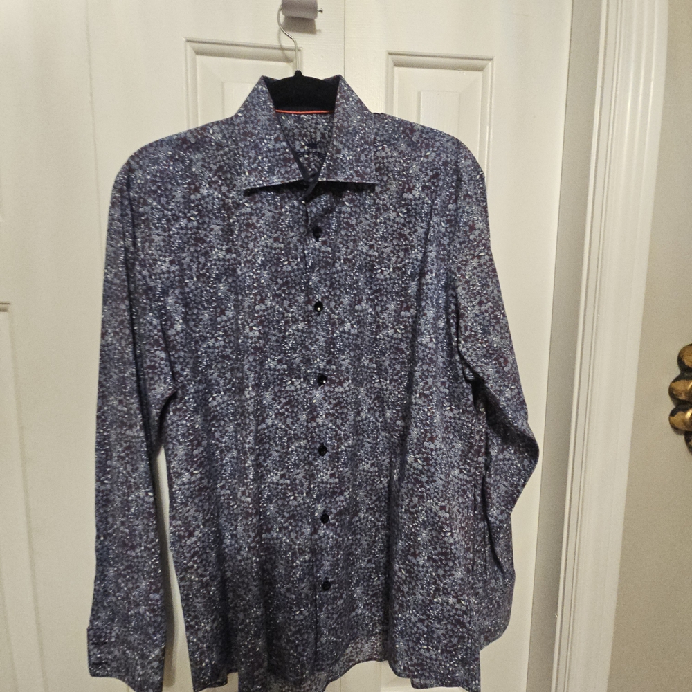 Men's Trendy Dress Shirt in Blue Pattern